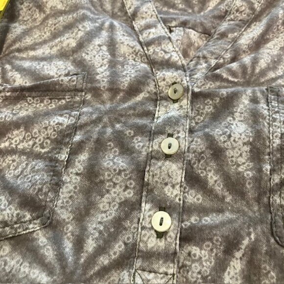 Carve Designs Green Leaf Print Blouse Womens XL Organic Cotton Gauze Lagenlook - Picture 4 of 9